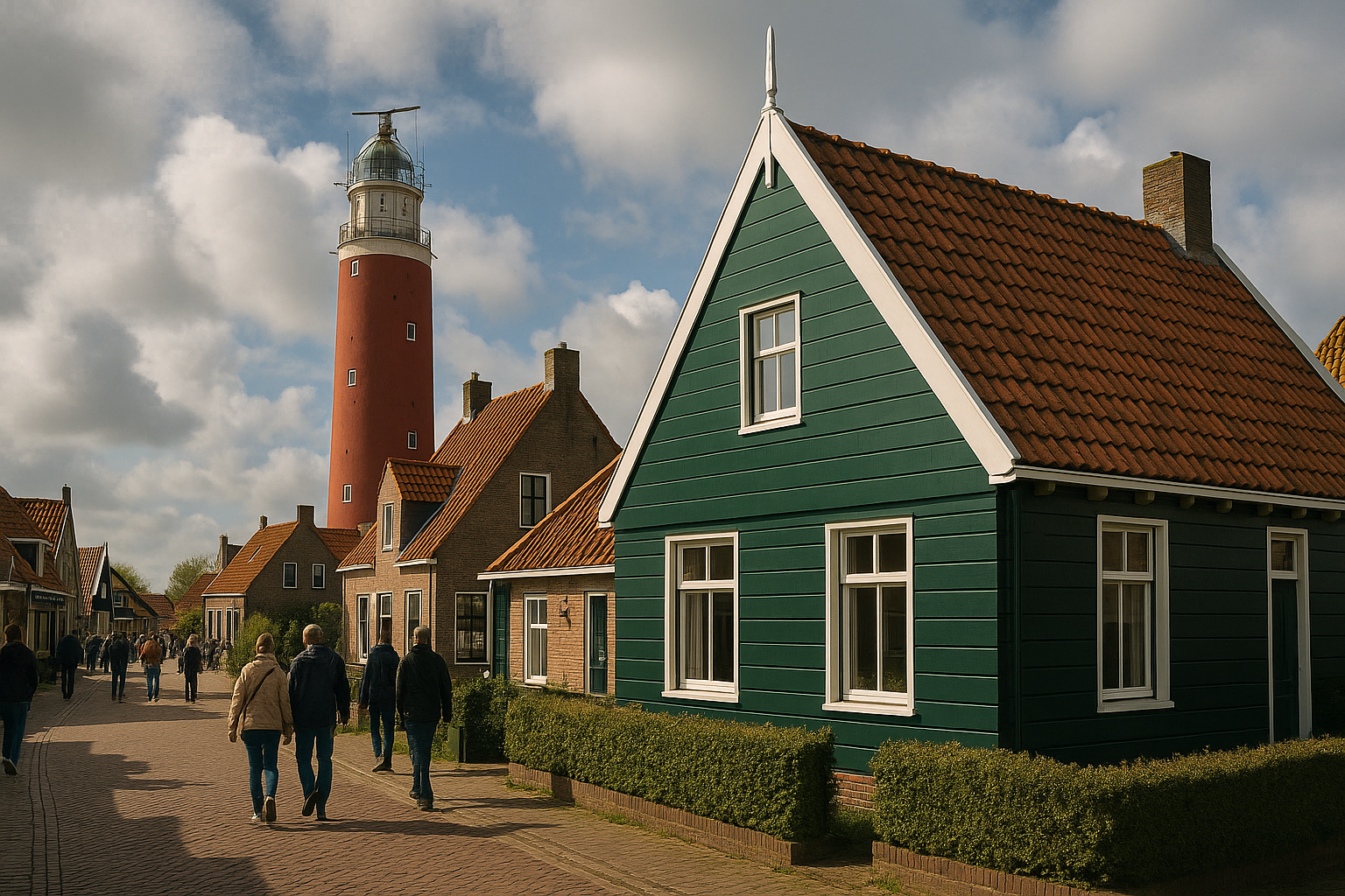 Latarnia morska i plaża na wyspie Texel w Holandii