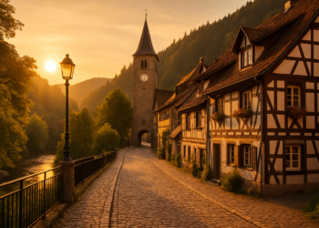 Widok na jezioro i lasy w Schwarzwaldzie w Niemczech